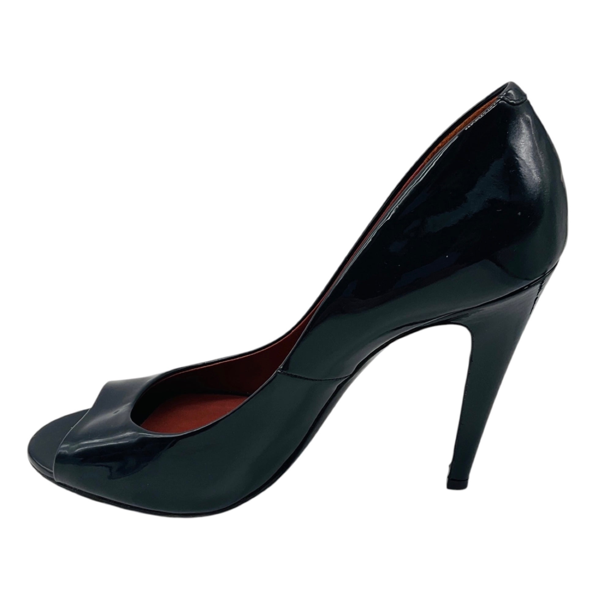 Bottega Veneta Black Patent Leather Open Toe Pumps