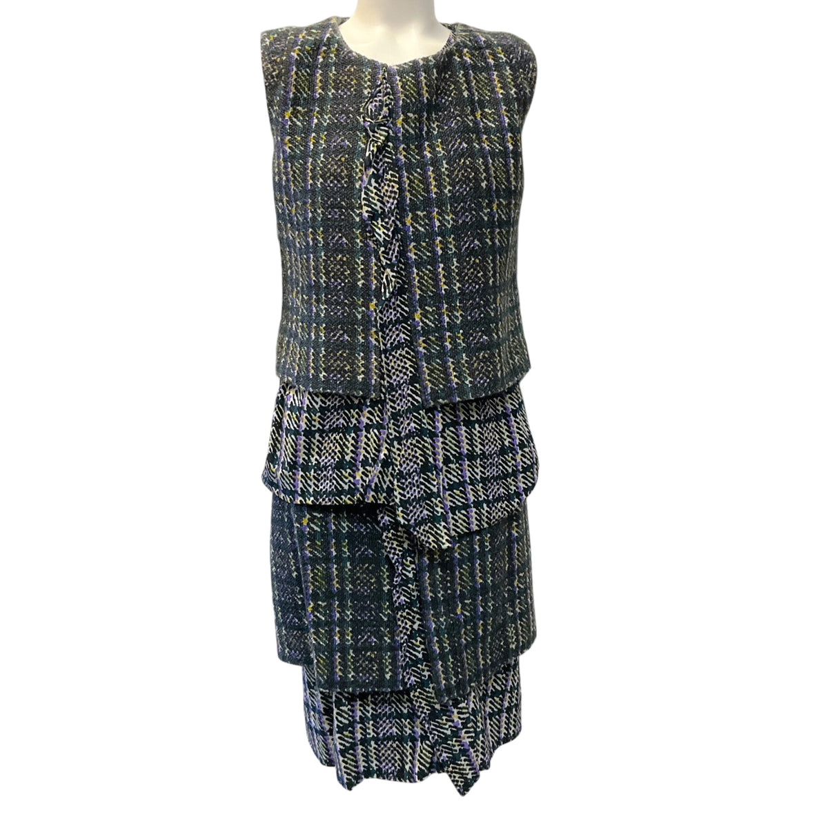 Marni Purple / Black Wool / Silk Top and Skirt Set
