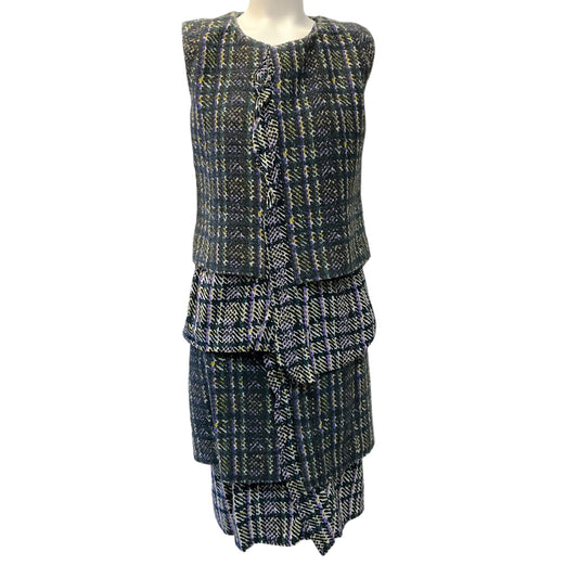 Marni Purple / Black Wool / Silk Top and Skirt Set
