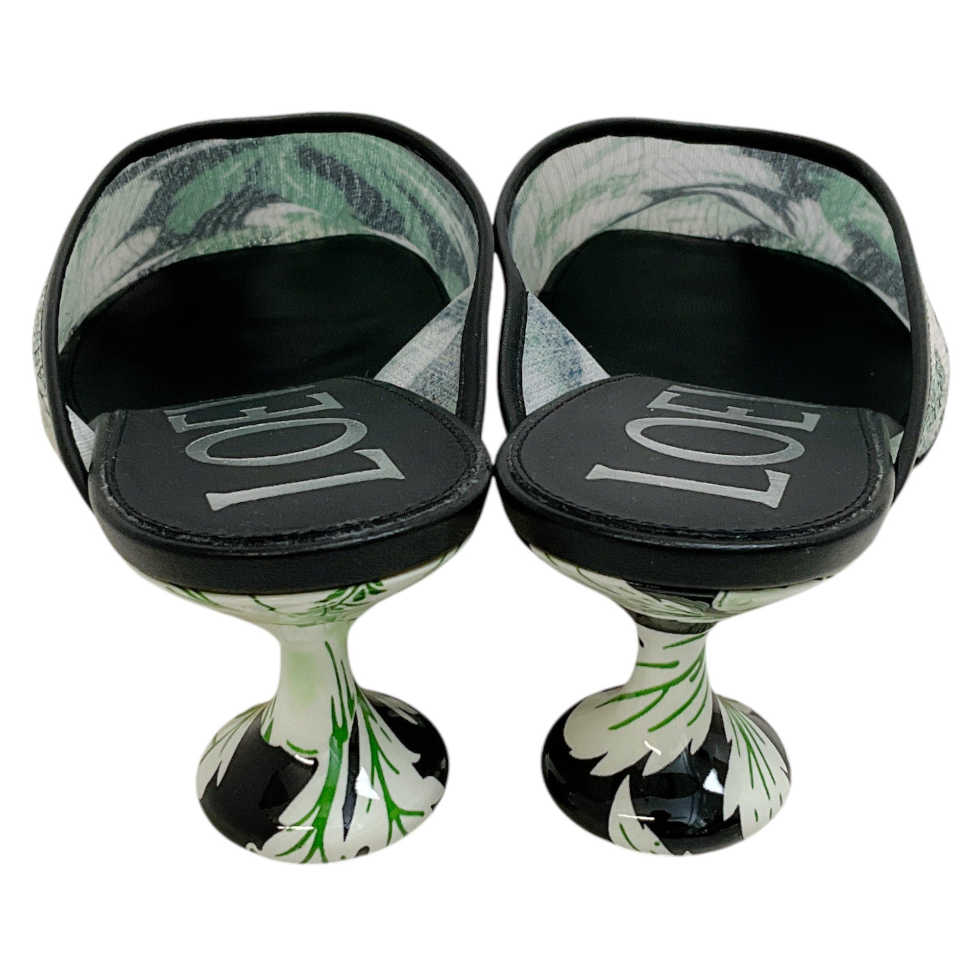 Loewe Green Hibiscus Sequined Toy Mules