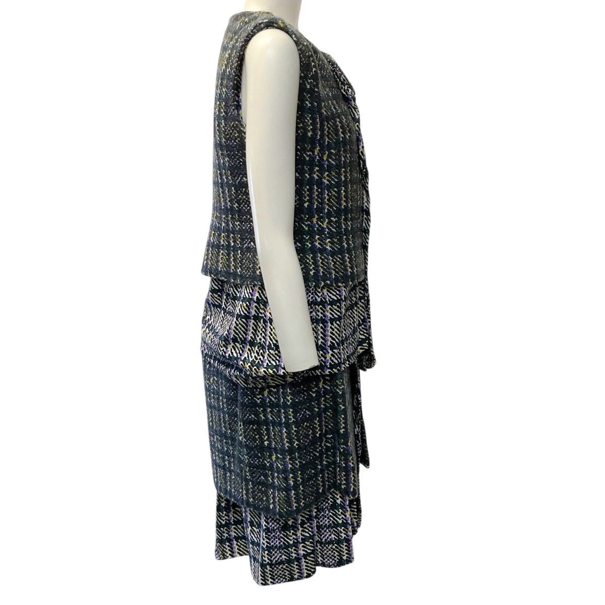 Marni Purple / Black Wool / Silk Top and Skirt Set