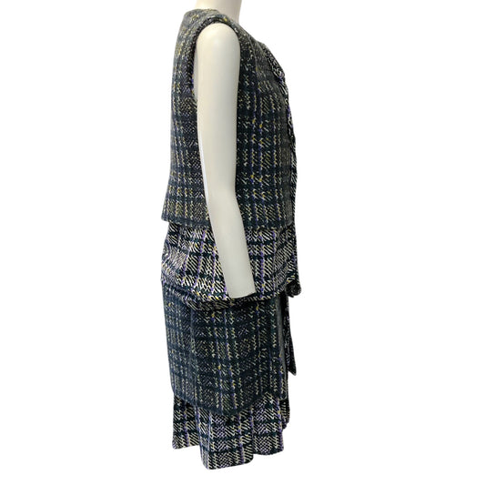 Marni Purple / Black Wool / Silk Top and Skirt Set