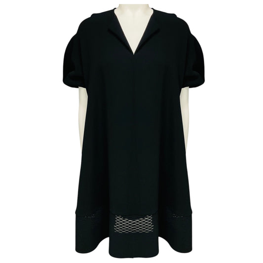 Balenciaga Black Short Sleeved A-Line Dress with Laser Cut Detail