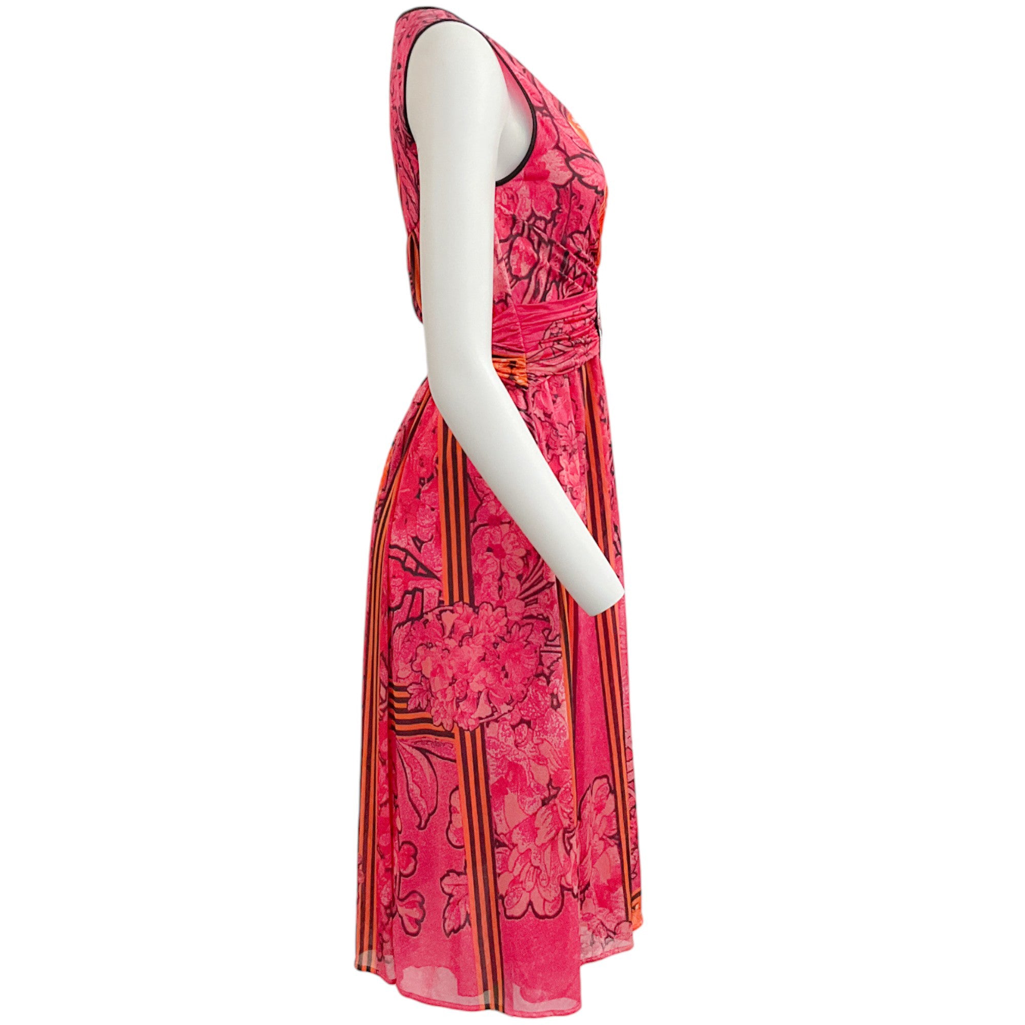 Class Roberto Cavalli Magenta / Orange Multi Print Sleeveless Dress