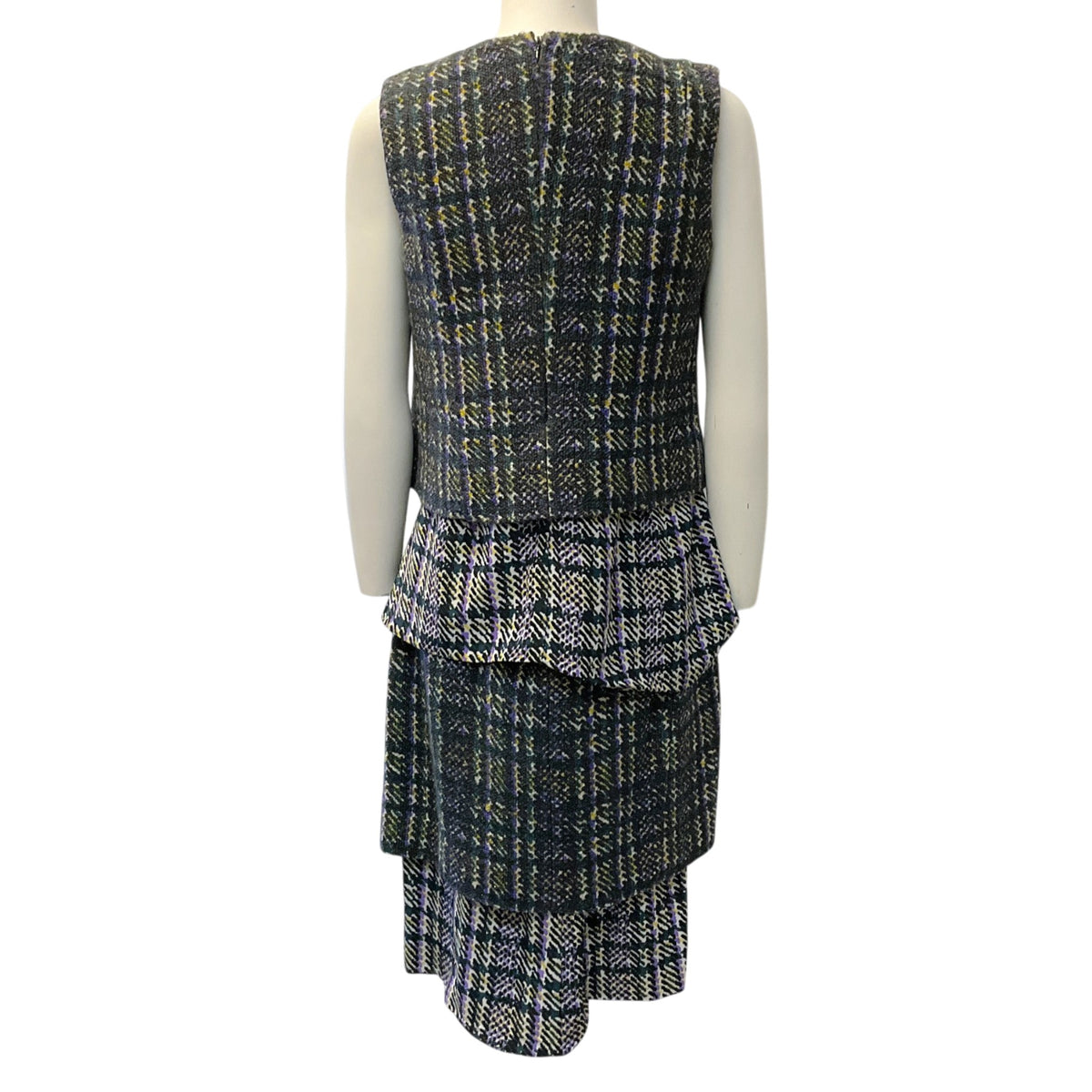 Marni Purple / Black Wool / Silk Top and Skirt Set