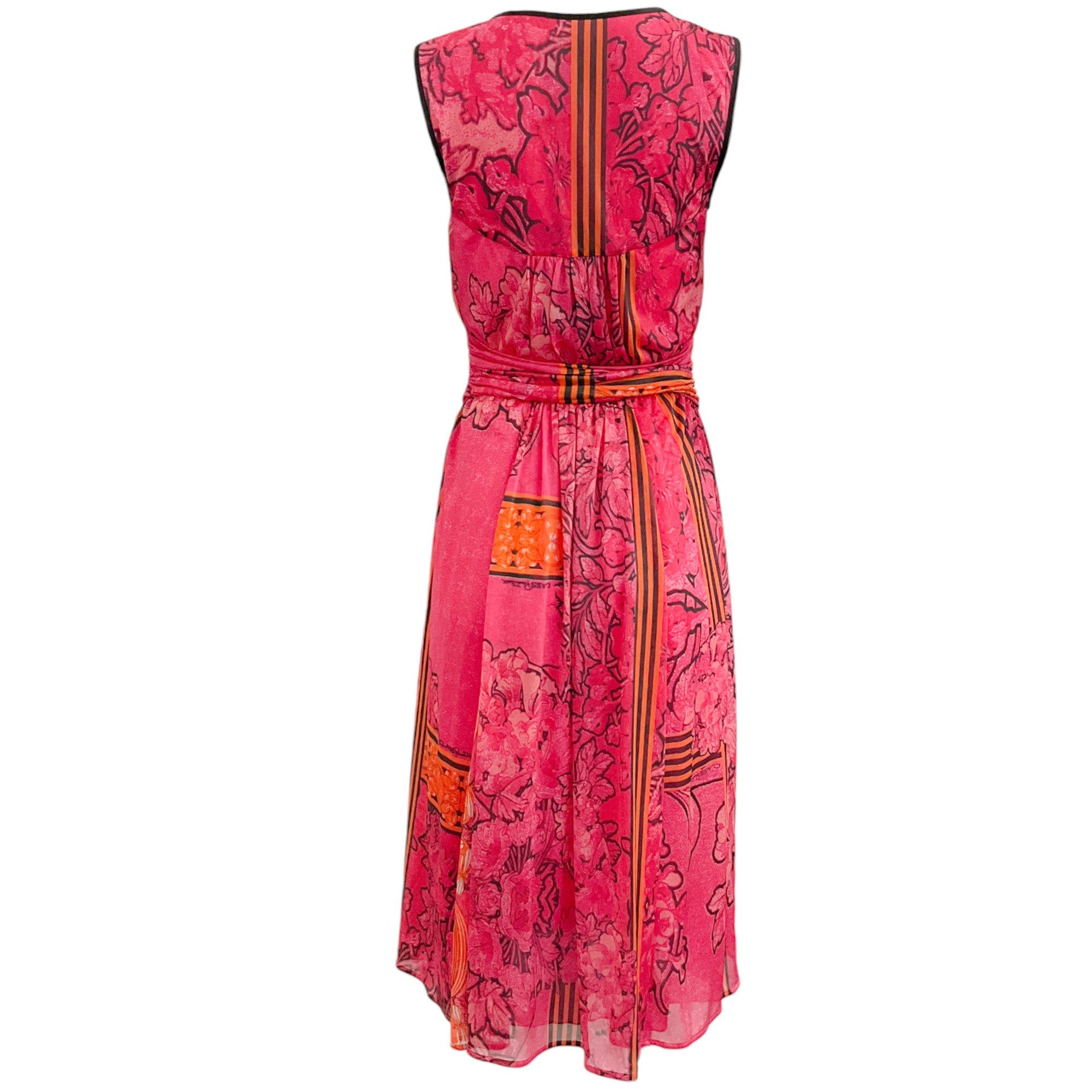 Class Roberto Cavalli Magenta / Orange Multi Print Sleeveless Dress