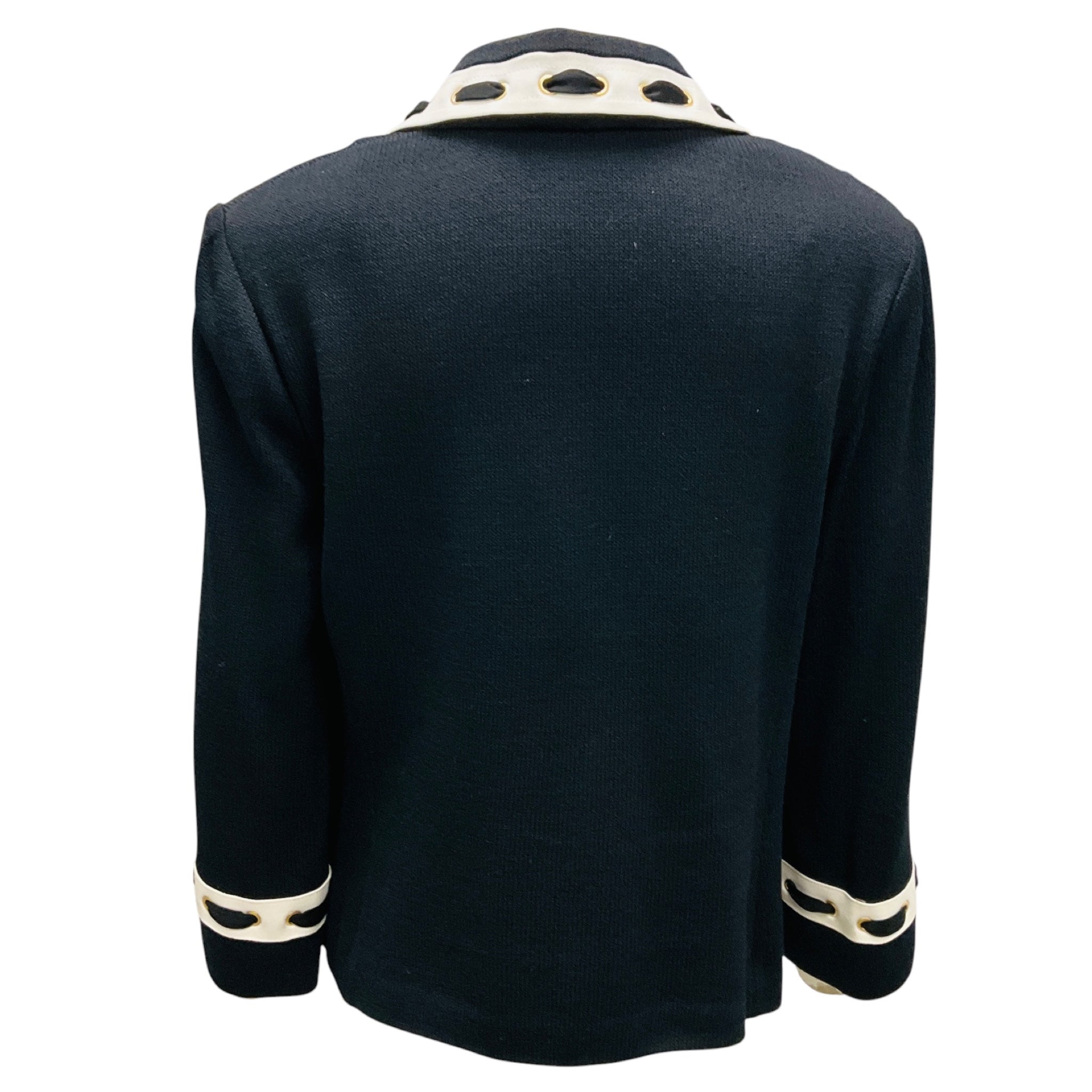 St. John Collection Black / White Lace Detail Wool Knit Jacket