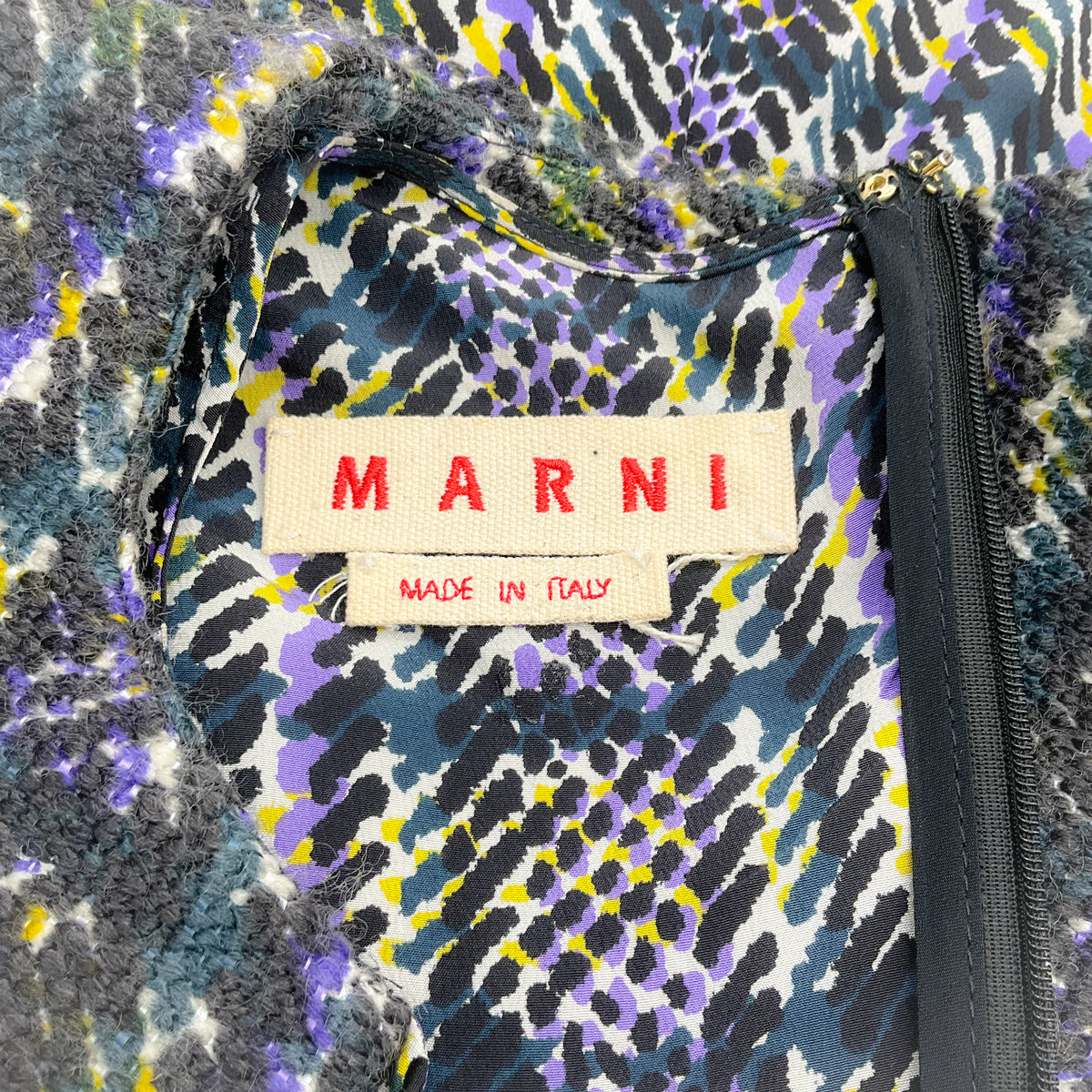 Marni Purple / Black Wool / Silk Top and Skirt Set
