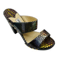 Load image into Gallery viewer, Jimmy Choo Metallic Multi Snake Print Wooden Heel Sandals
