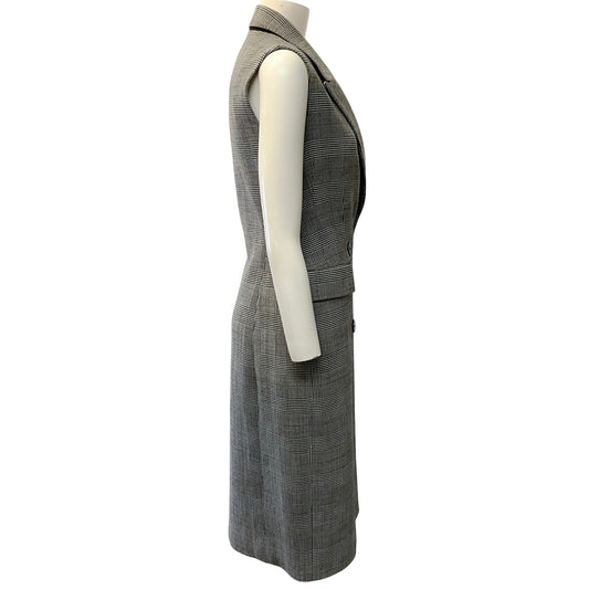 Paule Ka Black Wool Plaid Sleeveless Dress