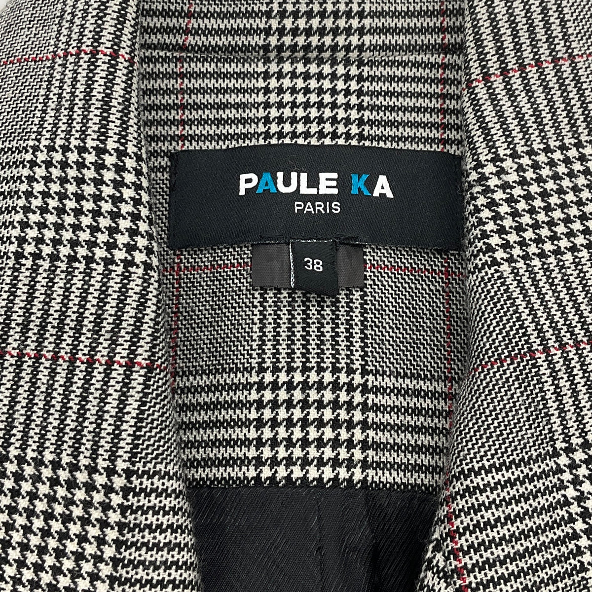 Paule Ka Black Wool Plaid Sleeveless Dress