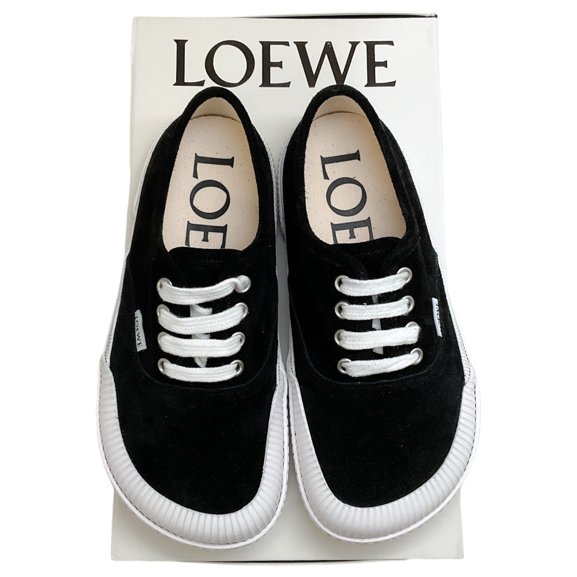 Loewe Black Suede Lace Up Sneakers