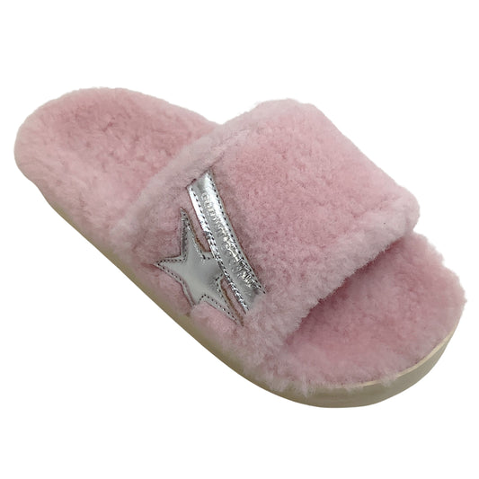 Golden Goose Deluxe Brand Pink / Silver Poolstar Shearling Mules