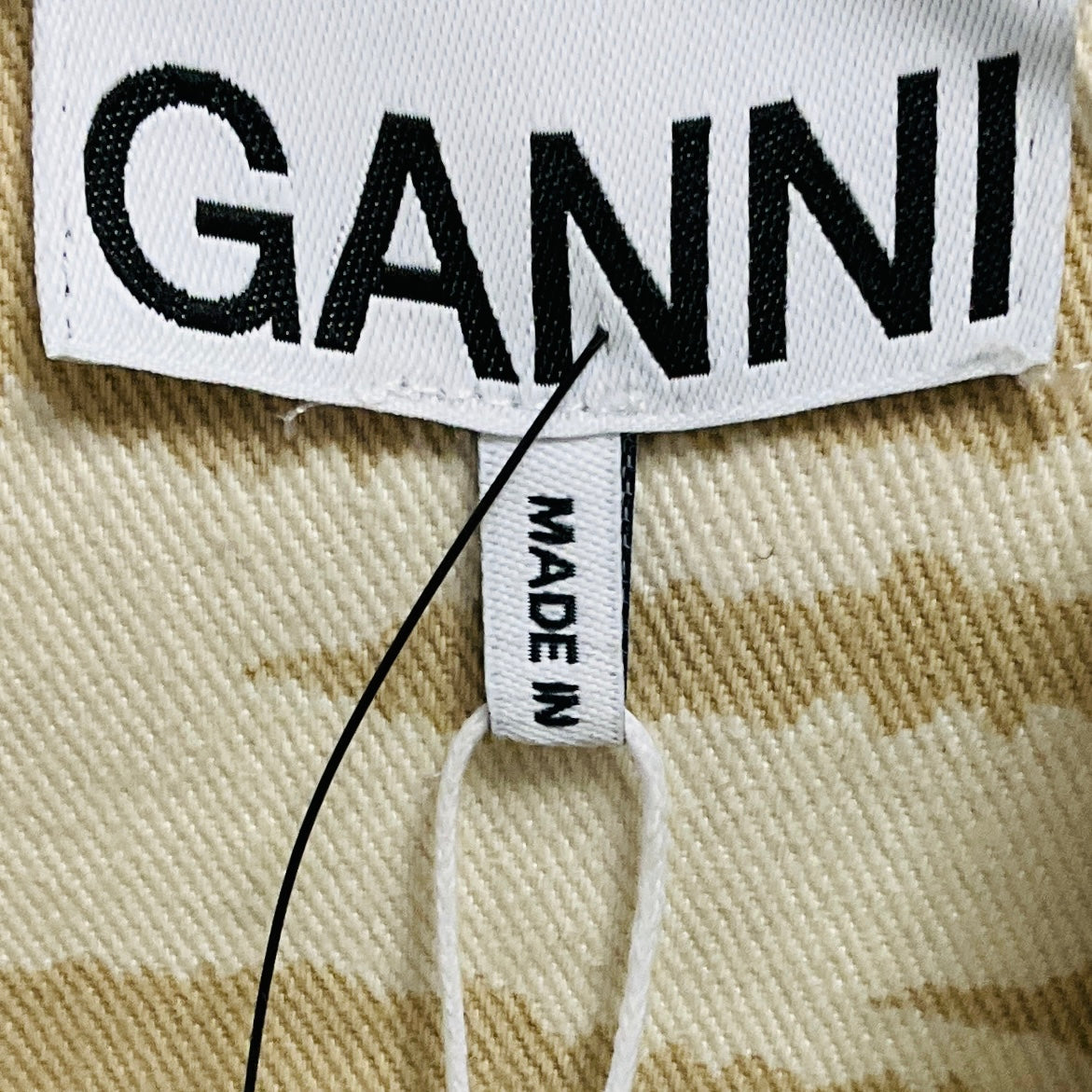 Ganni Pale Khaki Zebra Print Organic Cotton Denim Mini Dress