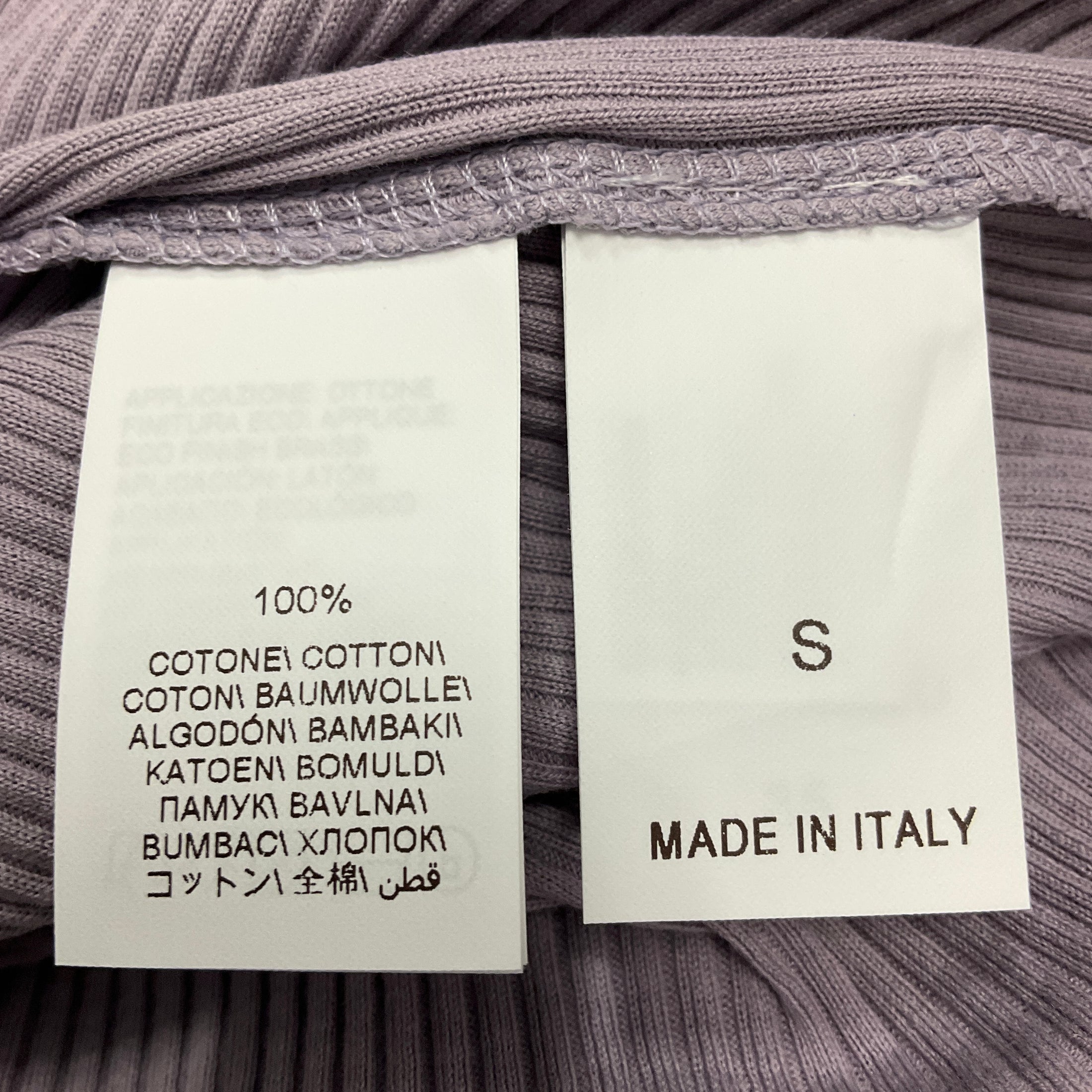 Brunello Cucinelli Lavender Ribbed Knit Cotton Jersey Crewneck Tank Top with Monili Chain