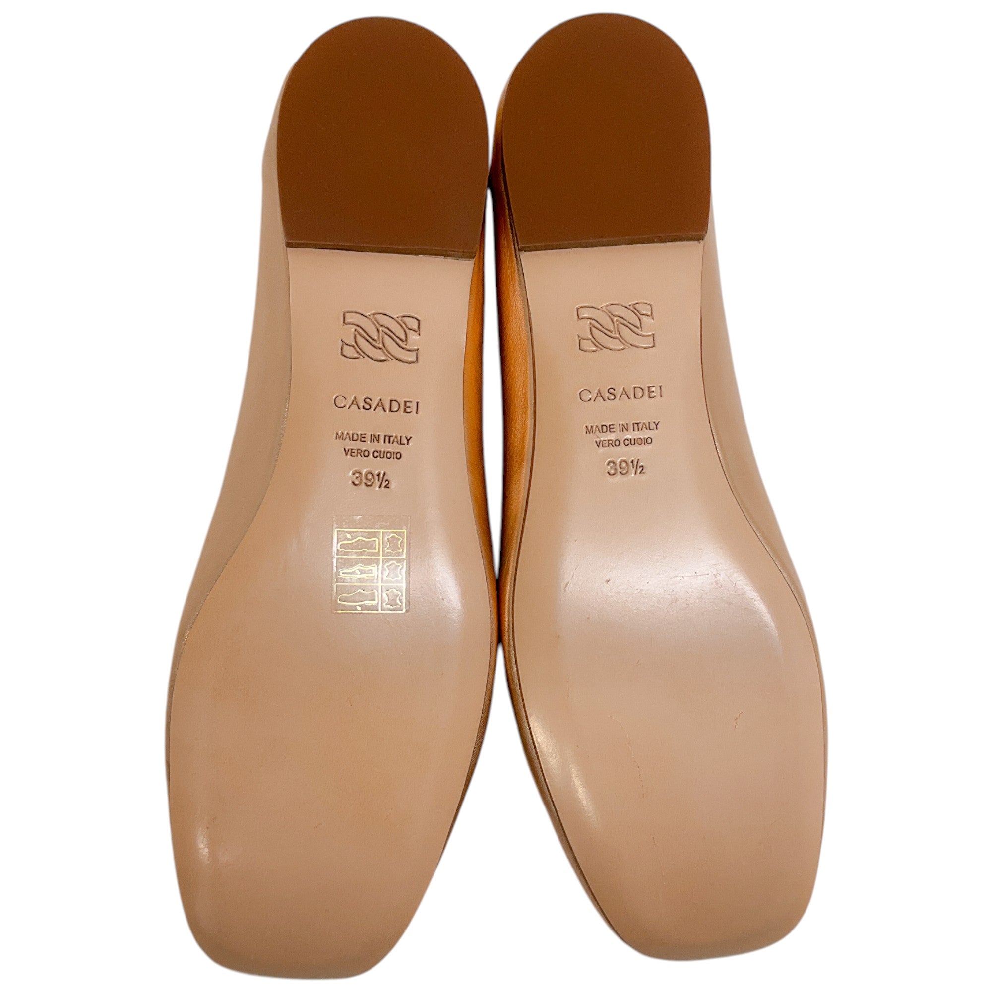 Casadei Rose Gold Lather Ballerina Flats
