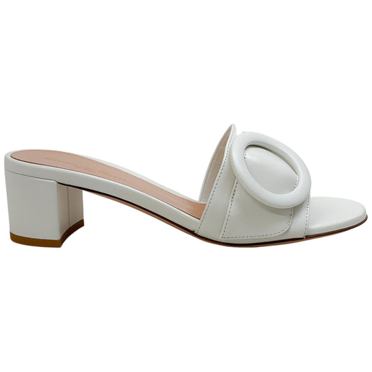 Gianvito Rossi White Leather Venezia Buckle Mules