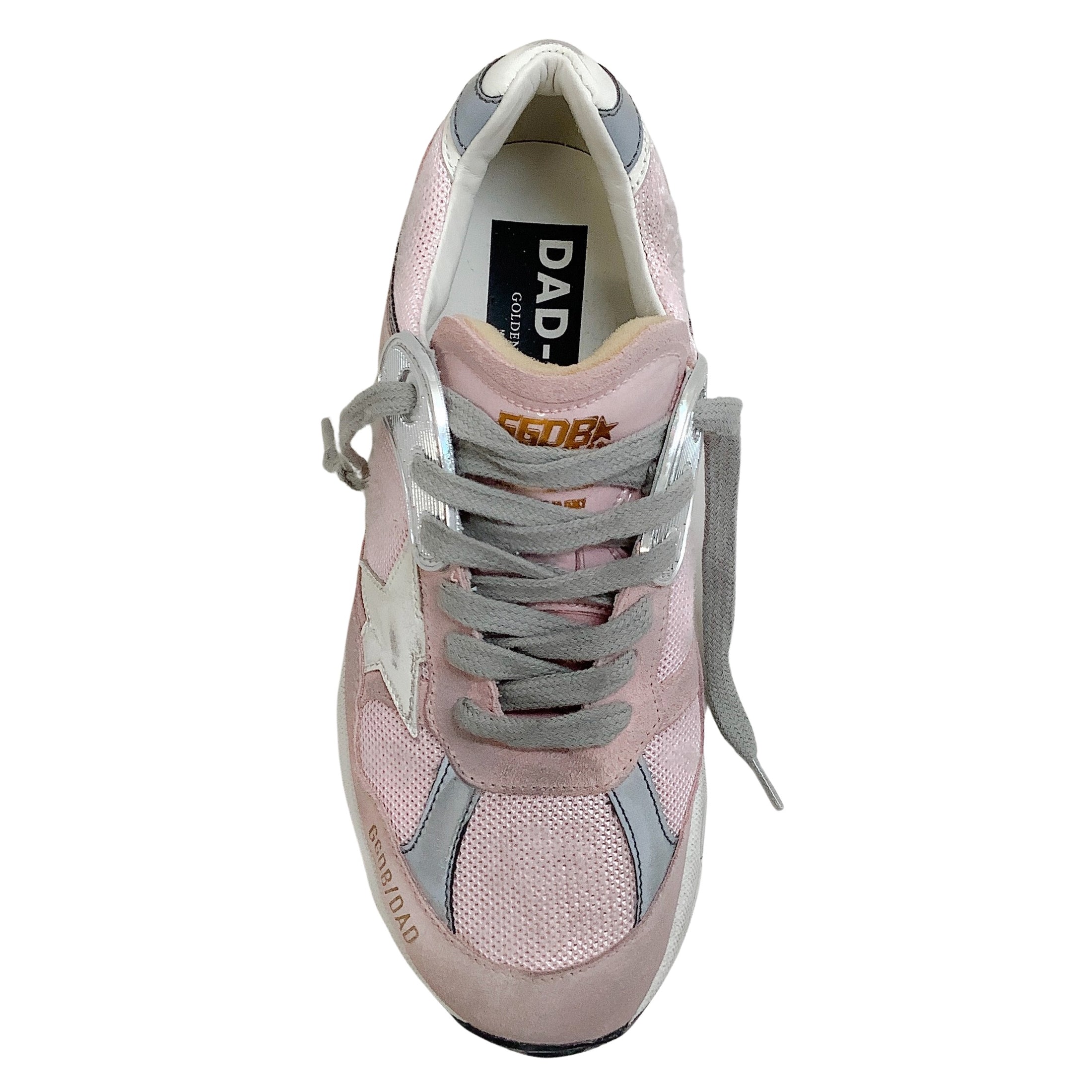 Golden Goose Deluxe Brand Pink / White Running Dad Mixed Media Sneakers
