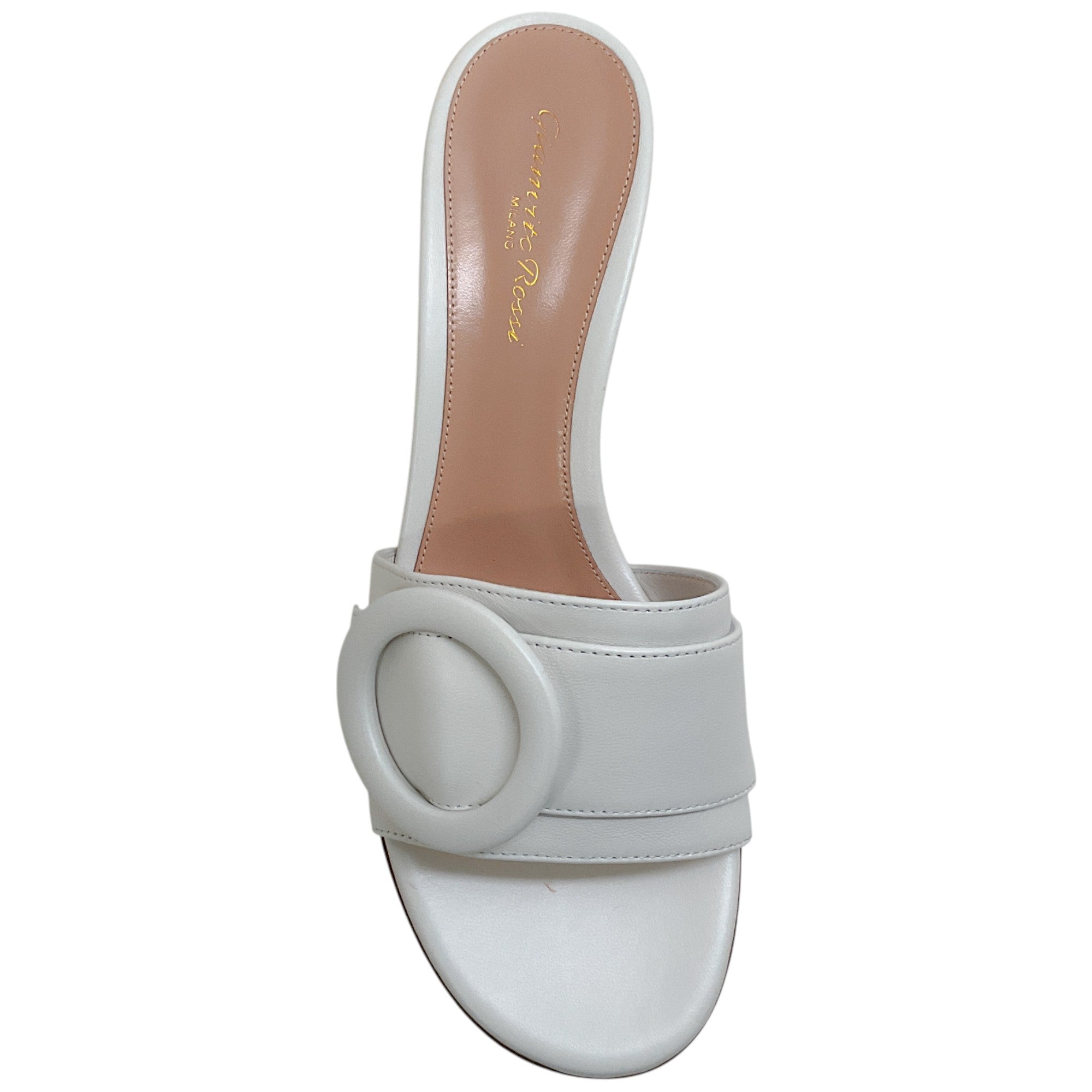 Gianvito Rossi White Leather Venezia Buckle Mules