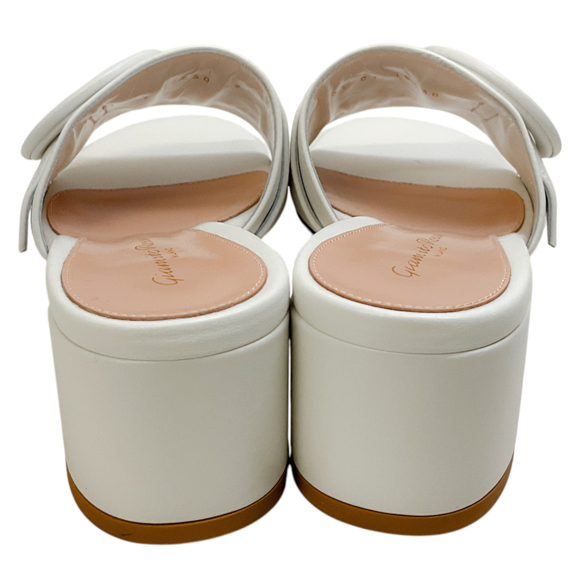 Gianvito Rossi White Leather Venezia Buckle Mules