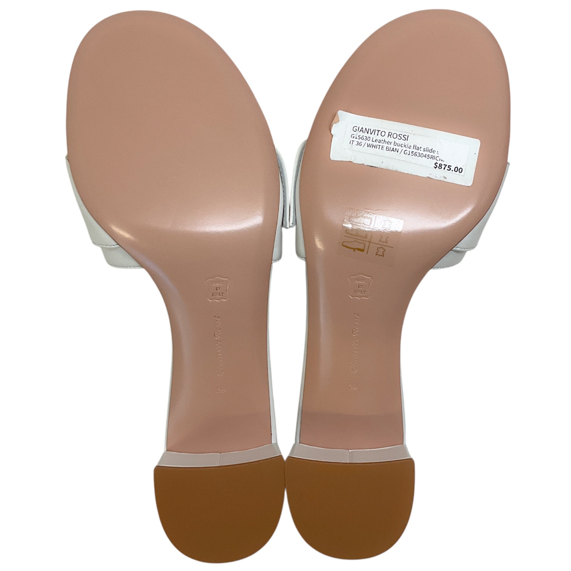 Gianvito Rossi White Leather Venezia Buckle Mules