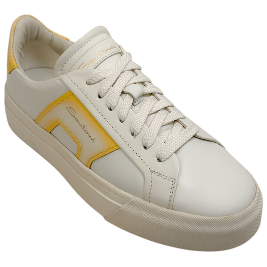 Santoni White / Yellow DBS6 Low Top Sneakers