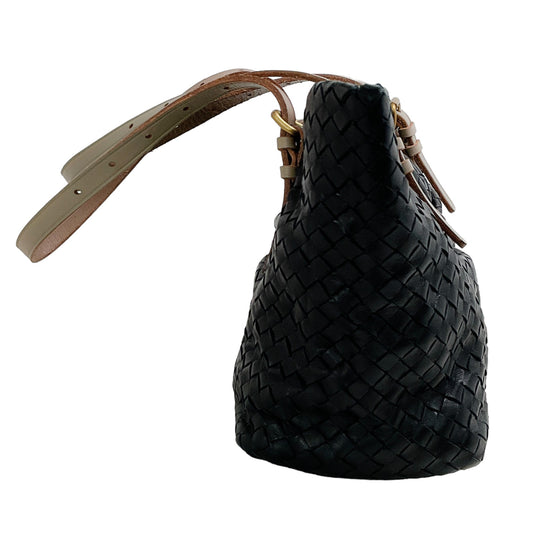 Bottega Veneta Black Leather Intrecciato Tote Bag with Canvas Star