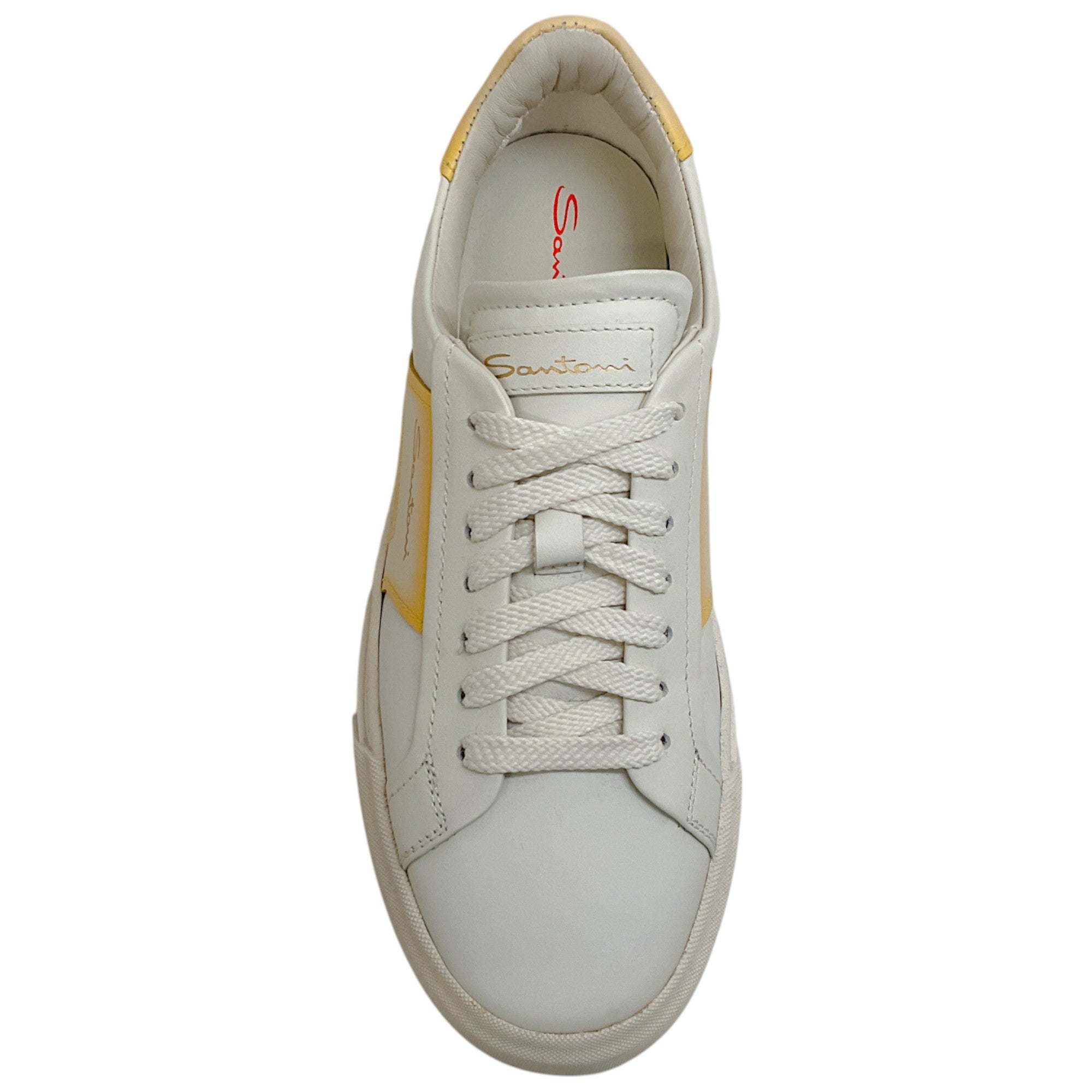 Santoni White / Yellow DBS6 Low Top Sneakers