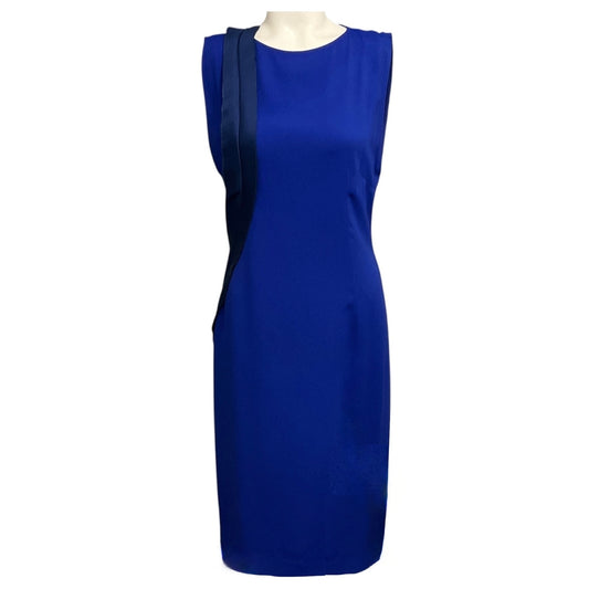 Stella McCartney Cobalt Blue Sleeveless Midi Dress with Ruffle Detail