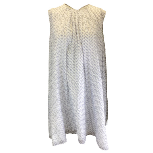 Emilia Wickstead White / Blue Floral Printed Sleeveless Cotton Dress
