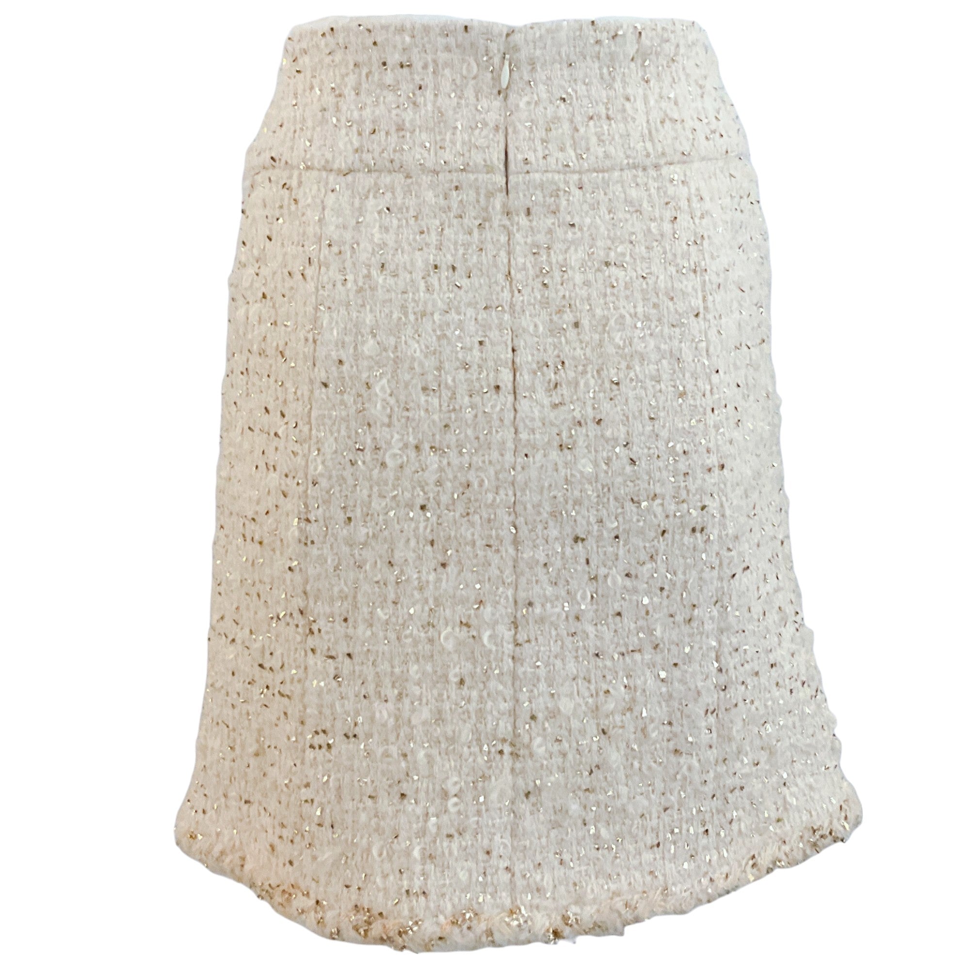 Chanel Ivory Tweed Skirt with Gold