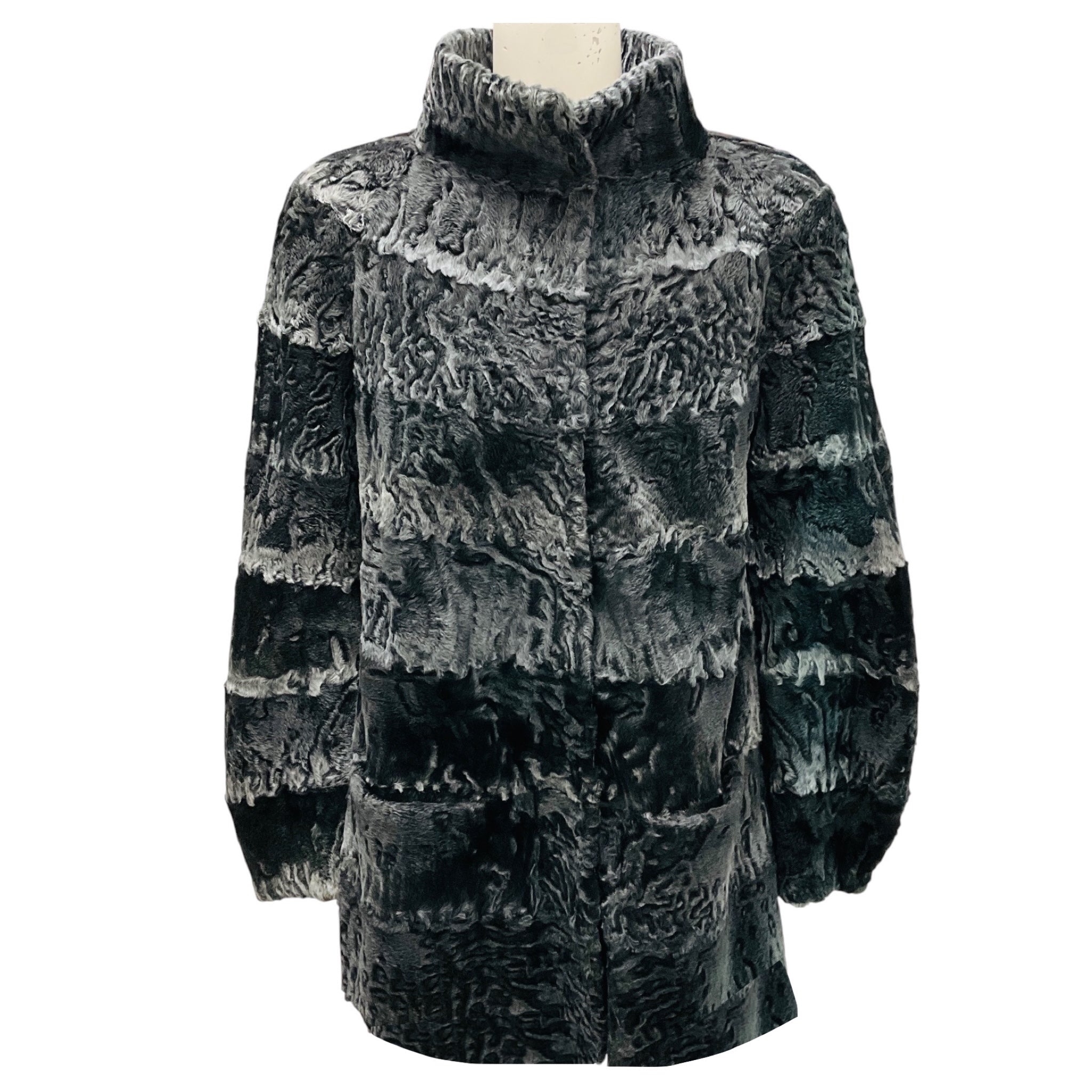Giuliana Teso for Neiman Marcus Charcoal Grey Karakul Lamb Fur Jacket