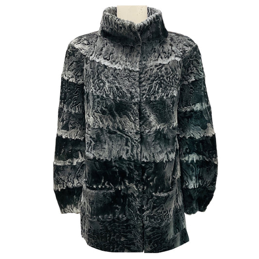 Giuliana Teso for Neiman Marcus Charcoal Grey Karakul Lamb Fur Jacket
