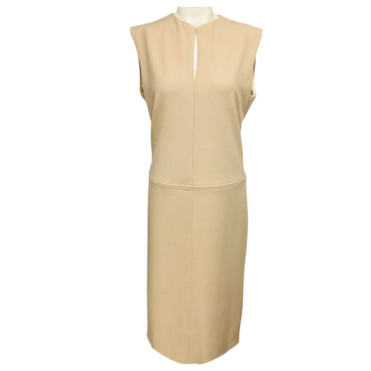 Jil Sander Tan Sleeveless Wool Midi Dress