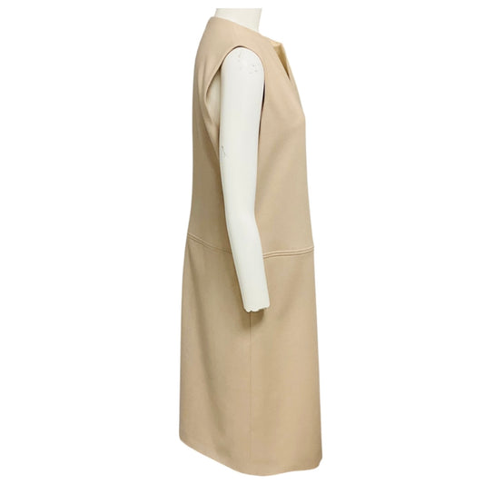 Jil Sander Tan Sleeveless Wool Midi Dress