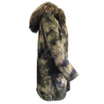Load image into Gallery viewer, Yves Salomon Olive Green Rabbit Fur Trim Hooded Raccoon Fur Lined Army Print Cotton Coat
