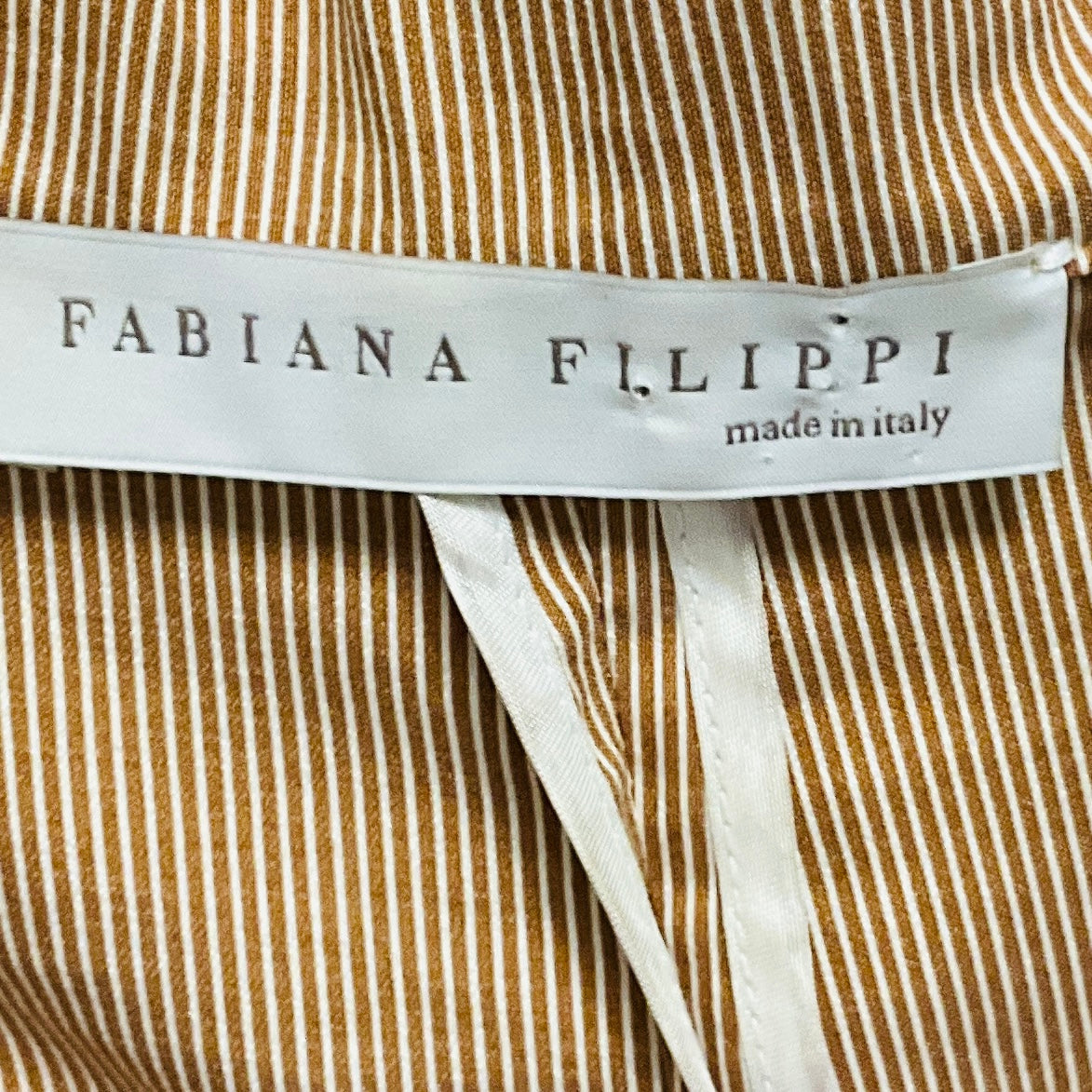 Fabiana Filippi Tan / White Striped Cotton Blazer