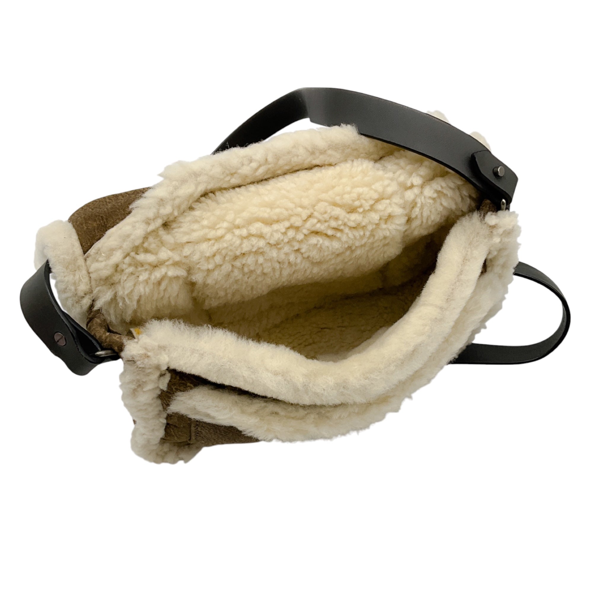 Brunello Cucinelli Brown / Cream Monili Bead Embellished Lamb Shearling Handbag