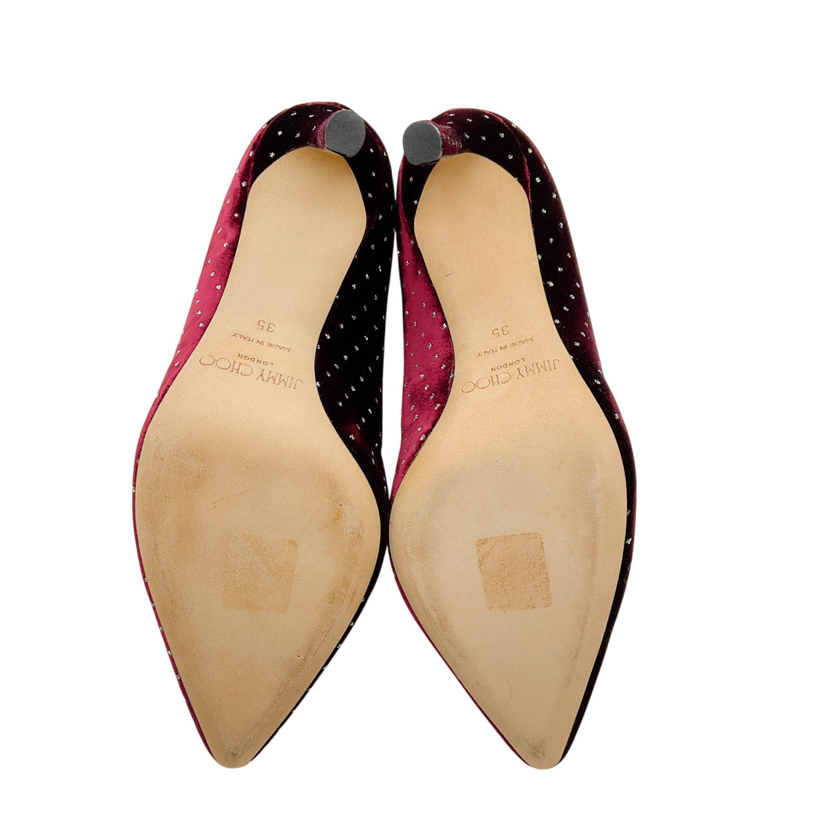 Jimmy Choo Burgundy Velvet Romy 100 Pumps with Crystal Embellishments