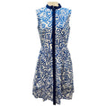 Load image into Gallery viewer, Oscar de la Renta Blue / White Printed Sleeveless Flared Dress
