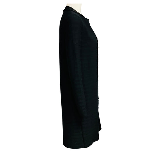 Ralph Lauren Collection Black Fringed Aztec Patterned Knit Long Cardigan Sweater