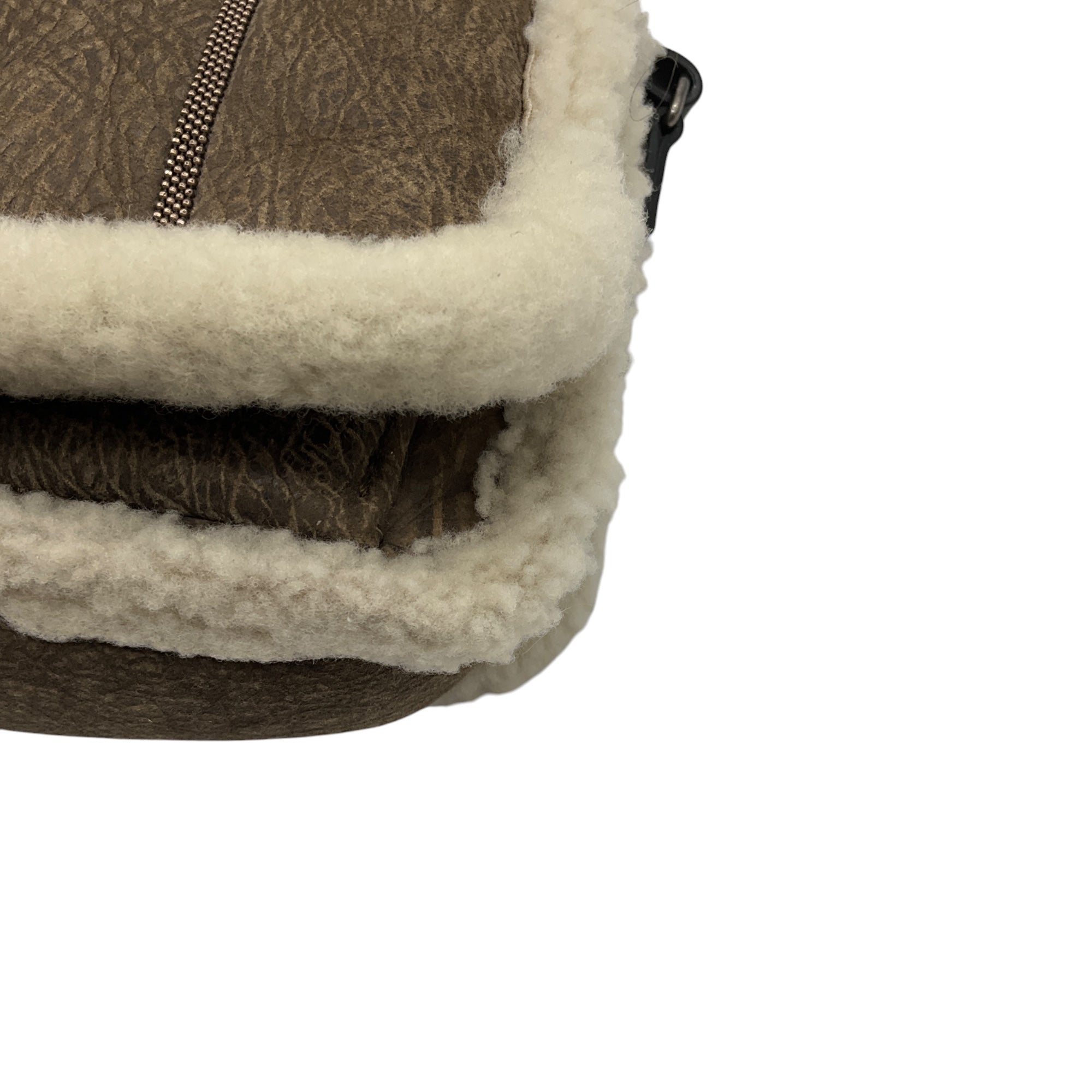 Brunello Cucinelli Brown / Cream Monili Bead Embellished Lamb Shearling Handbag