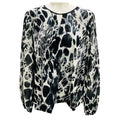 Load image into Gallery viewer, St. John Black / Cream Multi Printed Keyhole Faux Wrap Top
