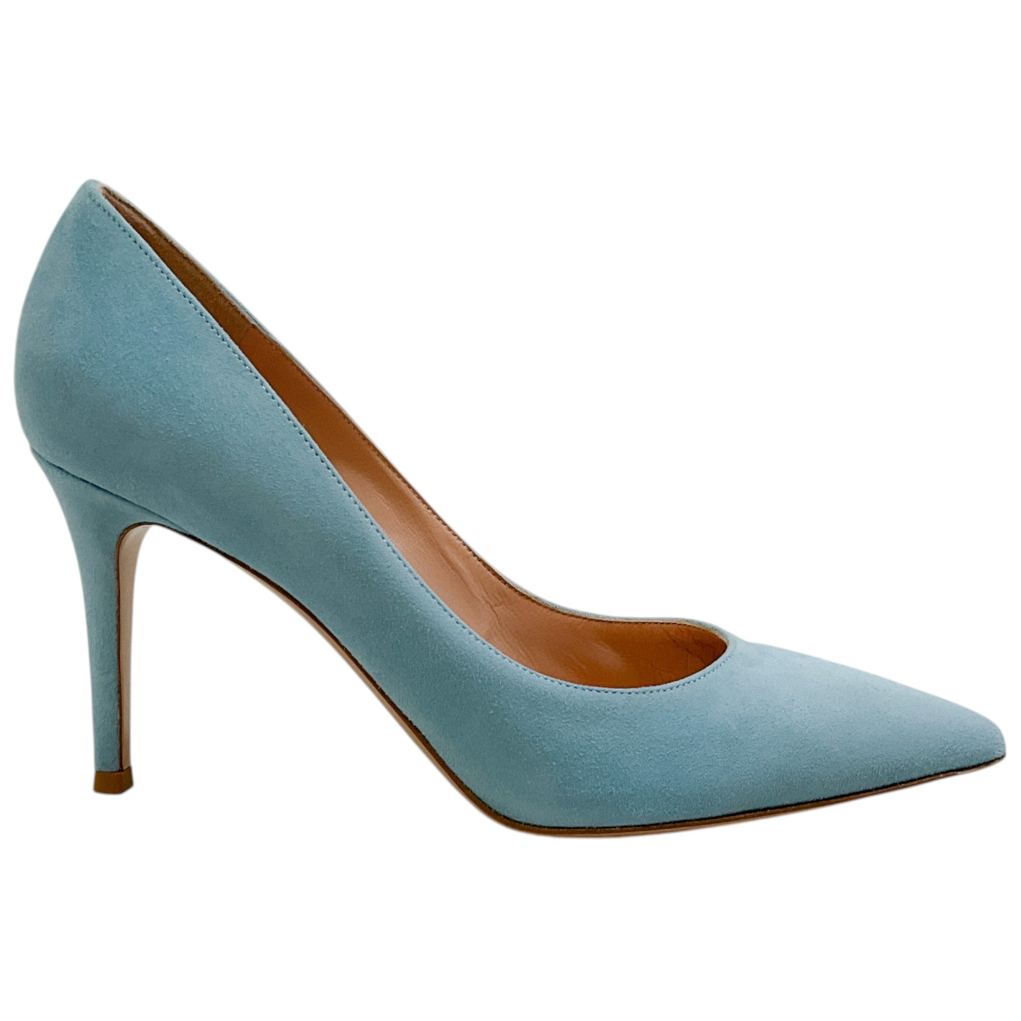 Gianvito Rossi Light Blue Suede Gianvito 85 Pumps