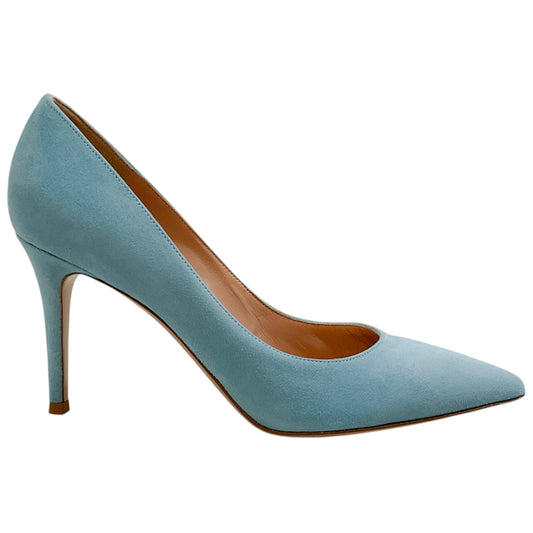 Gianvito Rossi Light Blue Suede Gianvito 85 Pumps