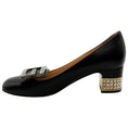Load image into Gallery viewer, Gucci Black Leather Crystal Embellished Block Heel Pumps
