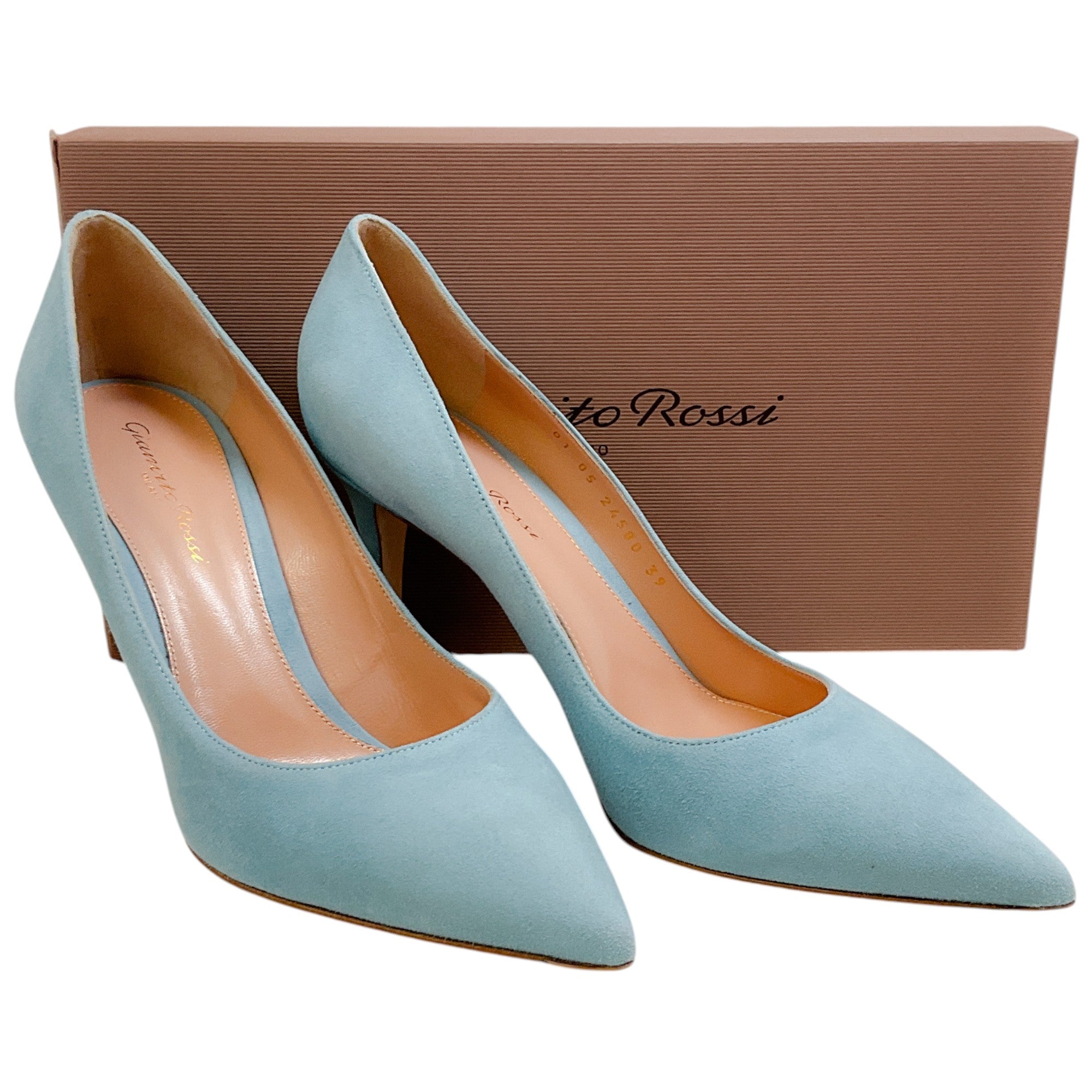 Gianvito Rossi Light Blue Suede Gianvito 85 Pumps