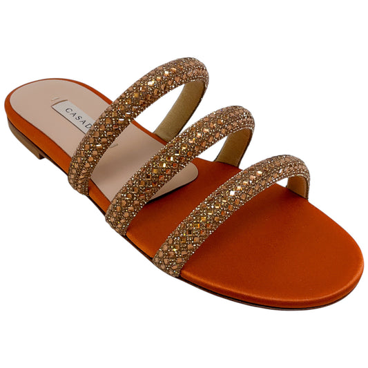 Casadei Honey Topaz Satin Stratosphere Sandals
