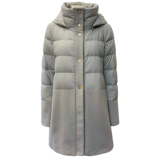 Herno Grey Down Puffer Coat with Wool

