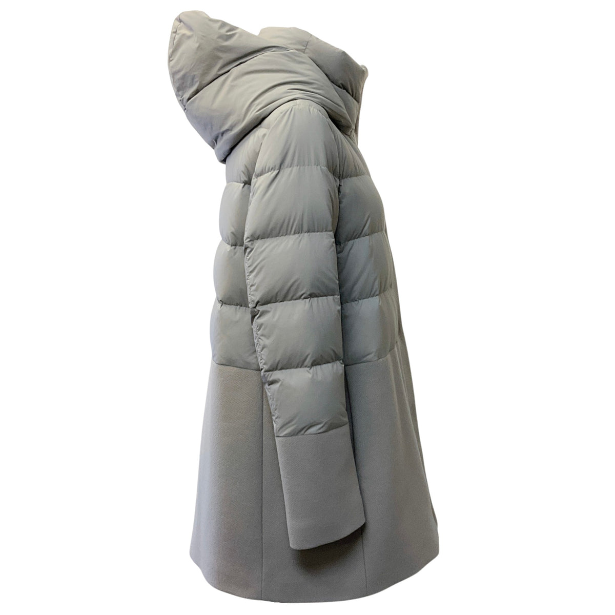 Herno Grey Down Puffer Coat with Wool